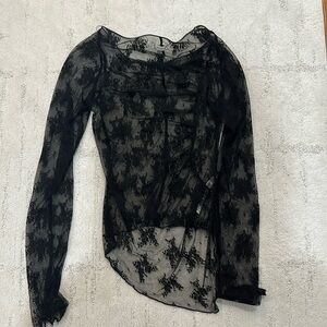 Free People Black Lace Top